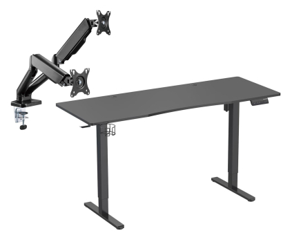 Biurko gamingowe Silver Monkey Biurko elektryczne ED-160 black + UM-800 (sprężyna gazowa)